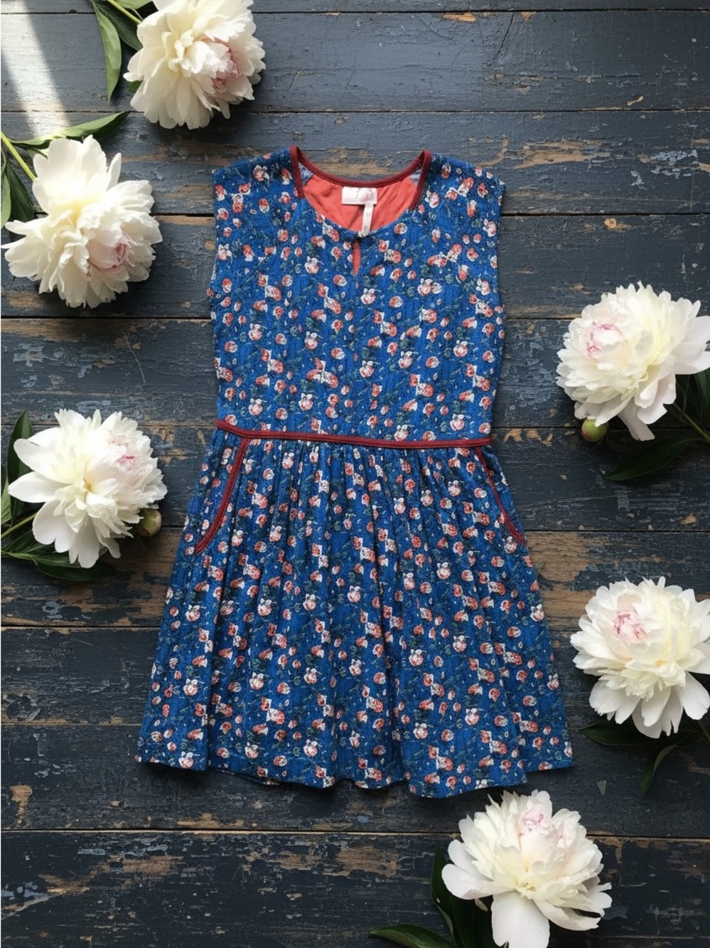 435 sweet floral casual tunic mini dress